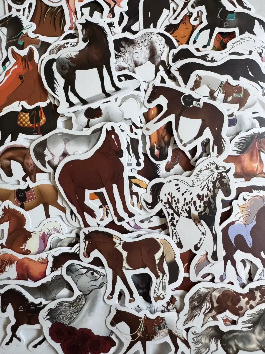 60 Horse Stickers Horses Ponies Equestrian Riding Sticker Bundle (B4)