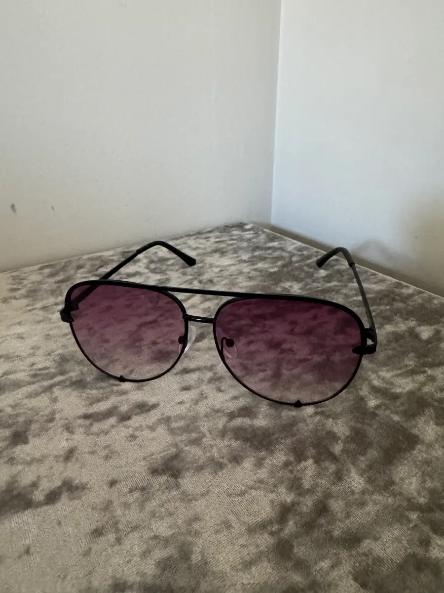 Black Sunglasses Purple Gradient Tint Metal Frame Retro Unisex Festival