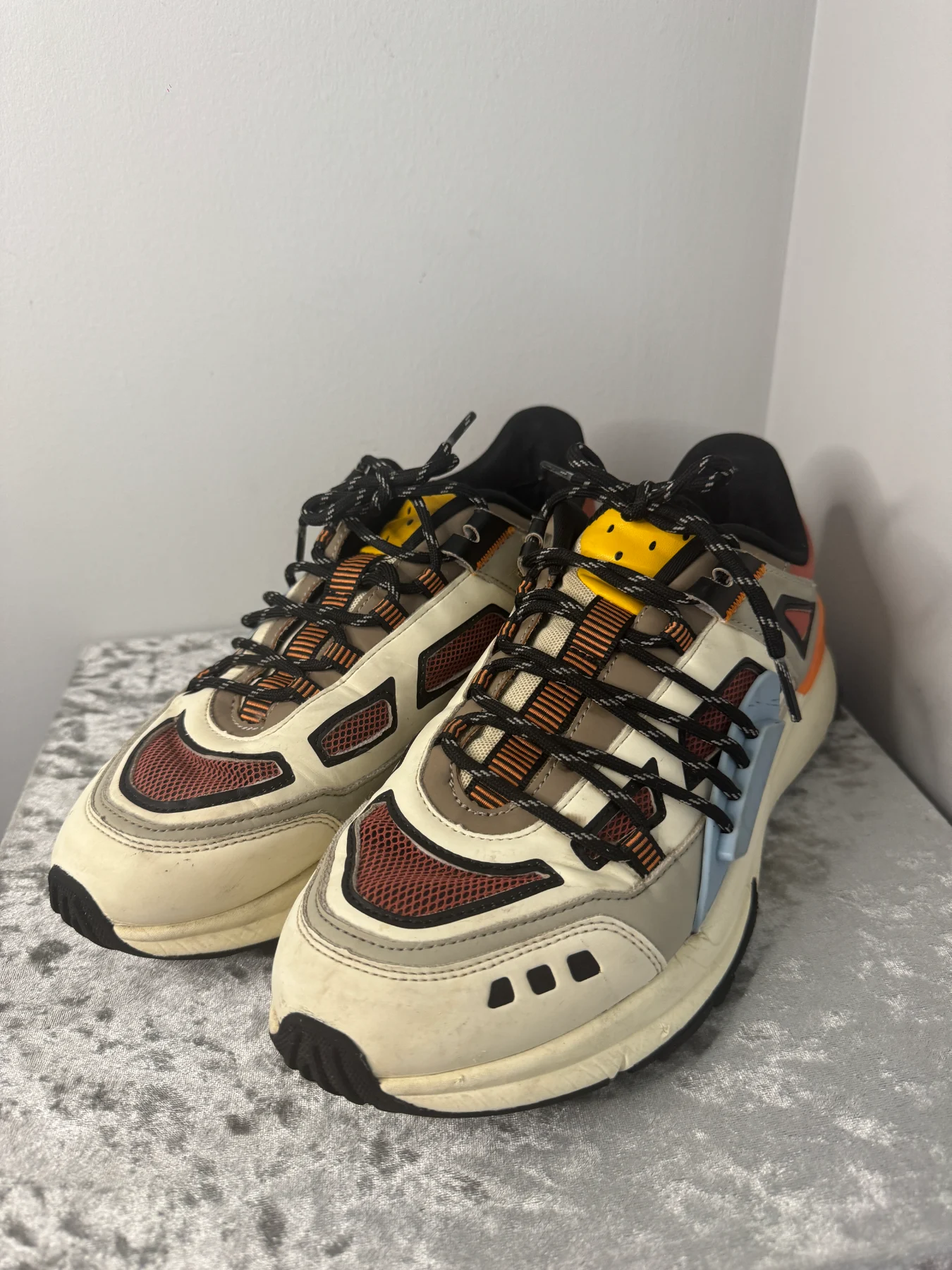 Zara Chunky Trainers Cream Orange Black Y2K Gorpcore Sneakers -  Size 41 EU / 8 UK