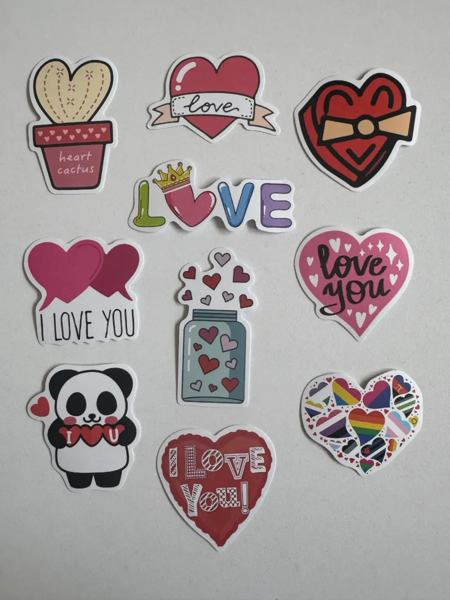 25 Love & Heart Stickers Bundle – Romantic, Cute & Valentine's Theme (B24)
