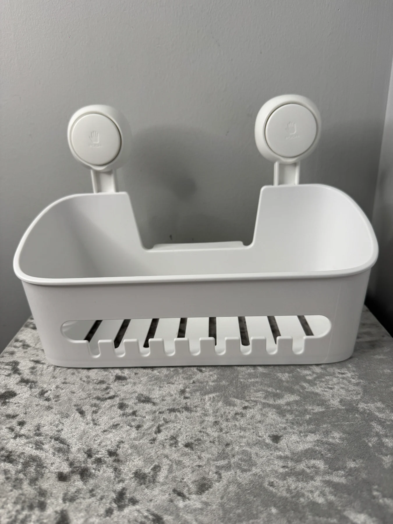 White Suction Shower Caddy Bathroom Storage Organiser Basket