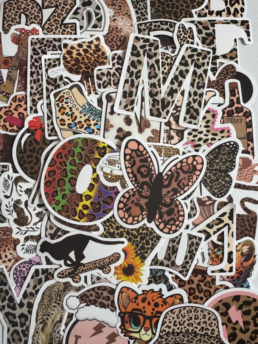 50 Leopard Print Stickers Bundle – Animal Print, Cheetah & Aesthetic (B26)