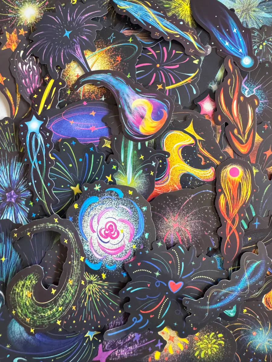 50 Galaxy & Cosmic Aesthetic Stickers Space Stars Fireworks Sticker (B5)