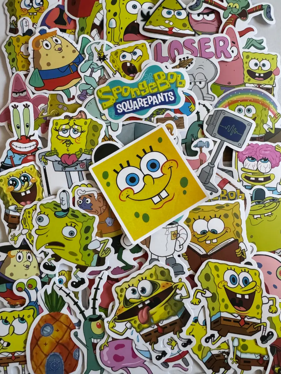 50 SpongeBob SquarePants Stickers Cartoon Character Vinyl Sticker Bundle (B7)