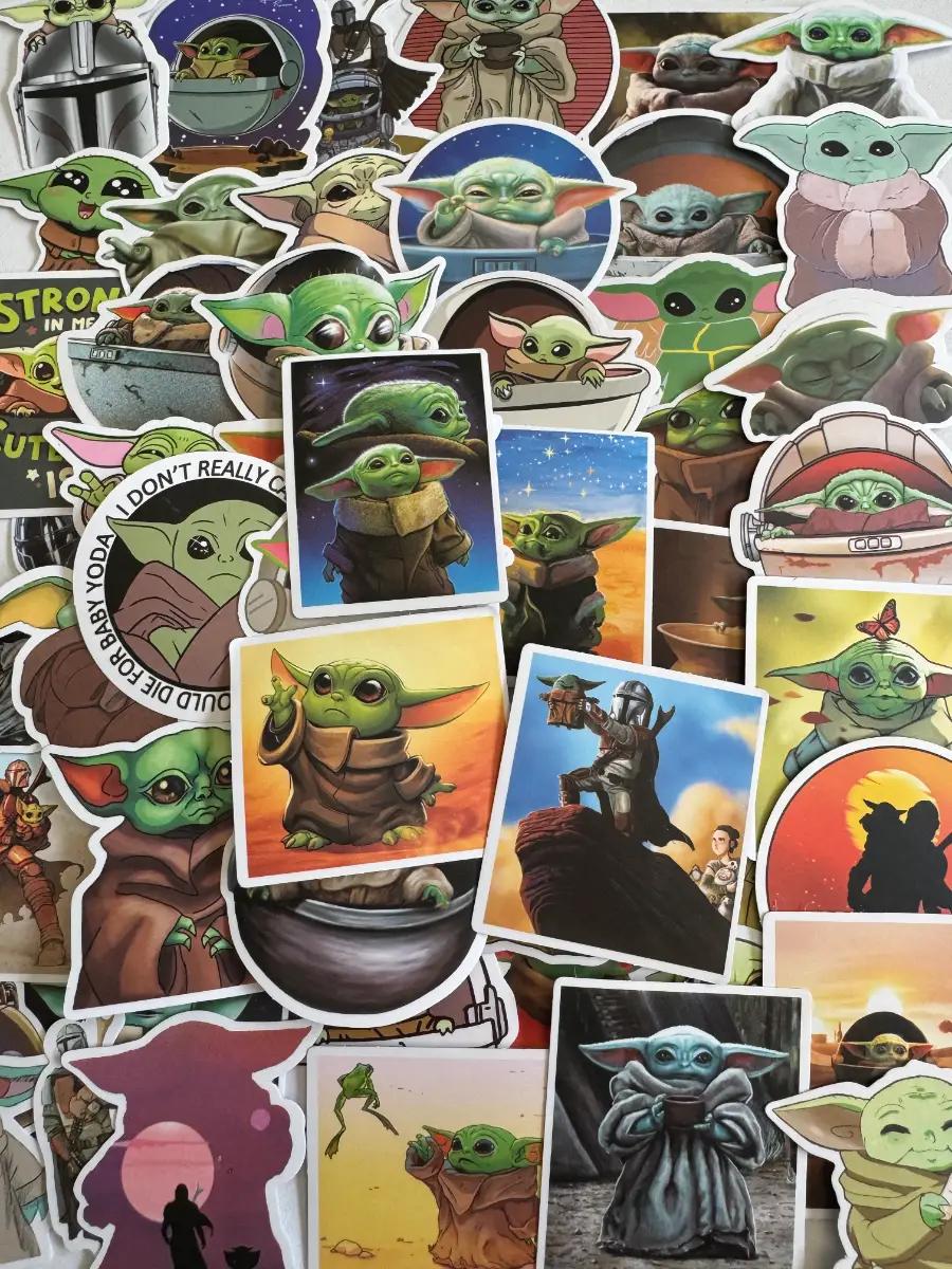 50 Baby Yoda Grogu Stickers Star Wars Mandalorian Laptop Decal Bundle (B2)