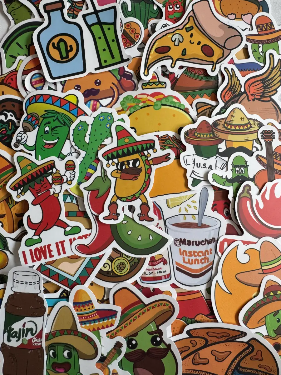 50 Mexican Culture Food Fiesta Cactus Taco Sombrero Vinyl Stickers Laptop (B15)