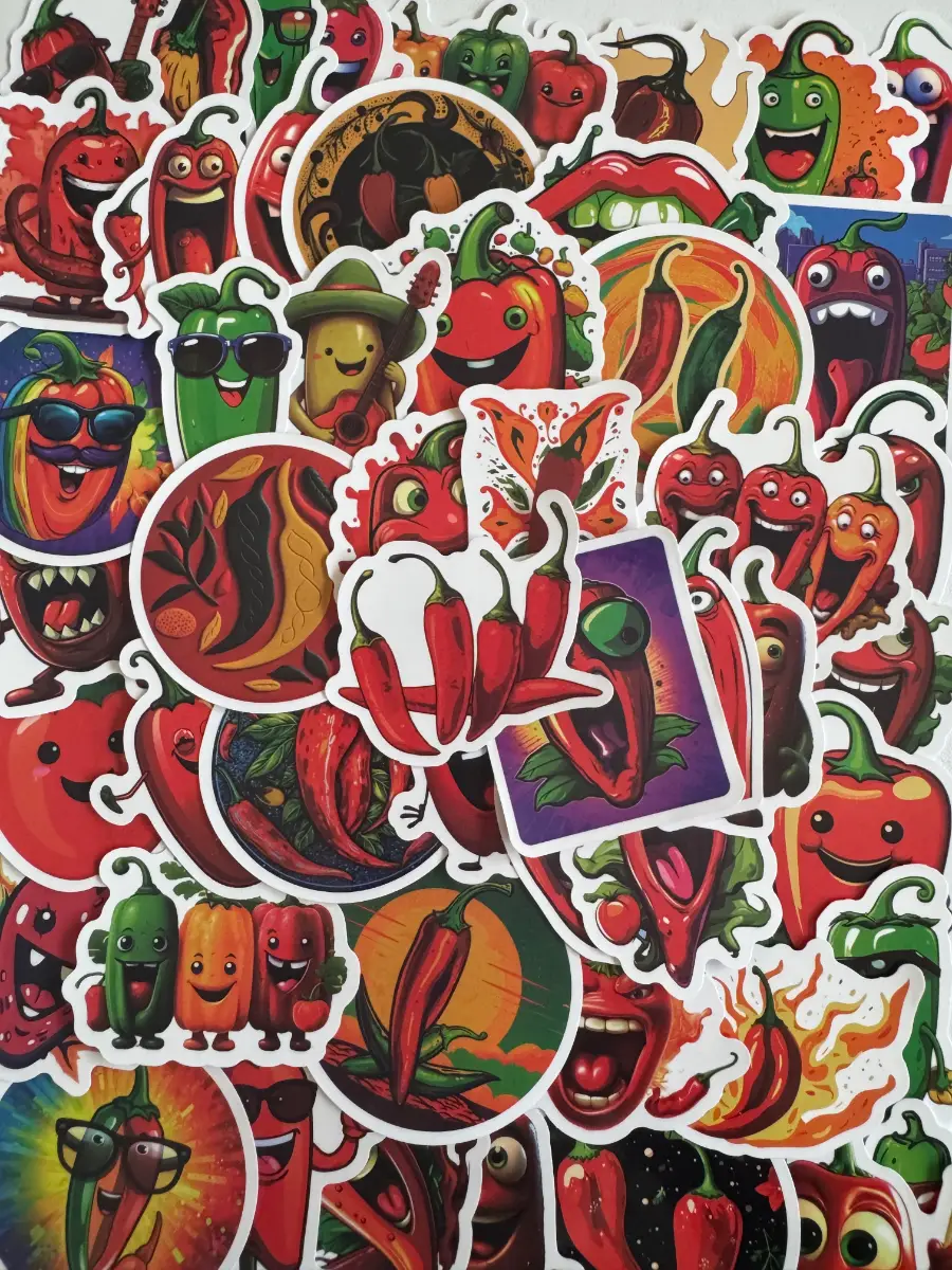 50 Chilli Pepper Stickers Bundle – Cute, Funny & Spicy Food Art (B22)