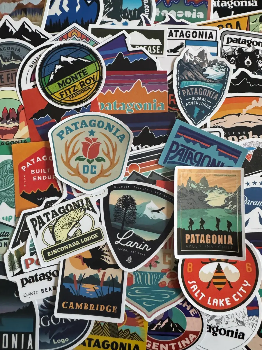 50 Patagonia Travel & Outdoor Adventure Stickers Bundle – Mountains (B23)