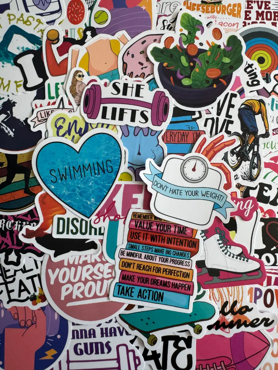 50 Fitness & Sports Stickers | Gym, Running, Swimming, Motivation (B29)
