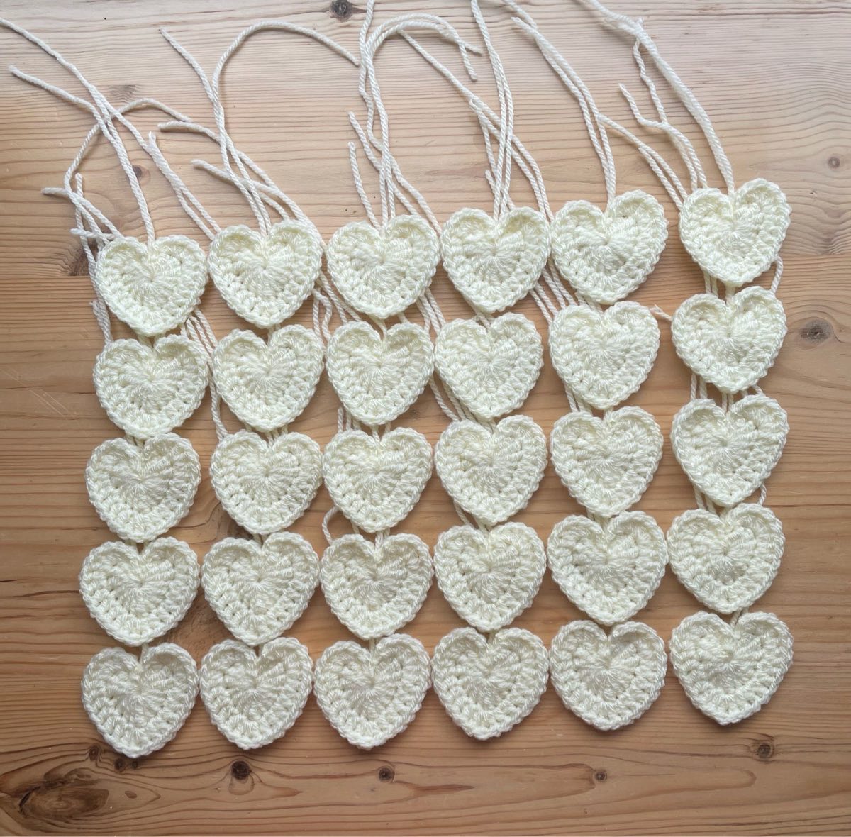 30 Lemon Crochet Hearts, Ideal for wedding, baby shower, favours, gifts, crafts