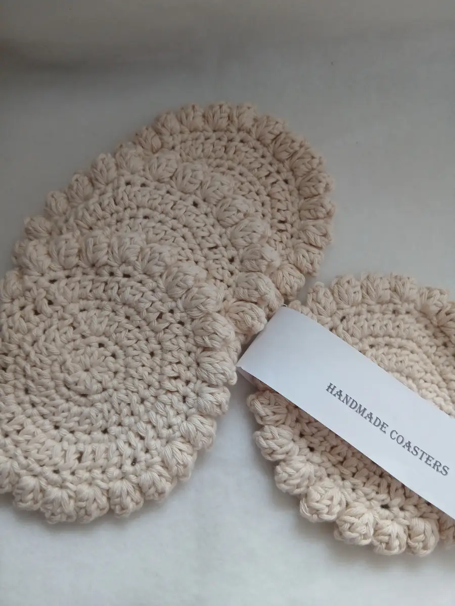 Handmade crochet coasters.Set of 4 100% Cotton