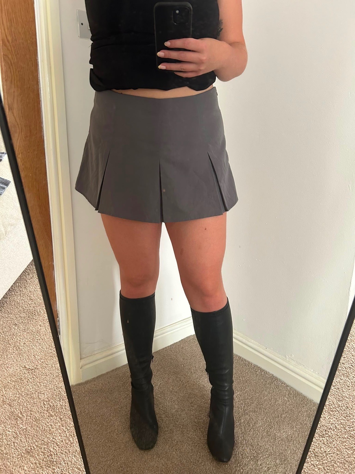 PrettyLittleThing Grey Pleated Skort | Size 14 | Summer Festival Holiday Night Out Wear Y2K Style