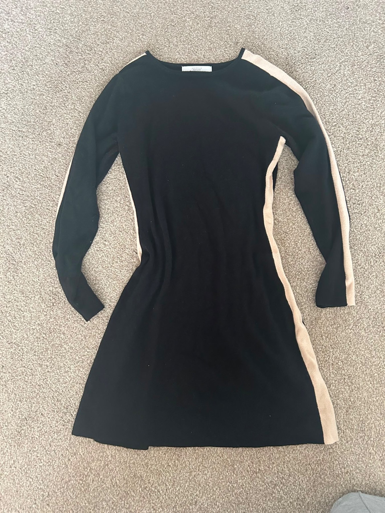 Michelle Keegan Black & Beige Jumper Dress | Size 12 | Cosy Knit Autumn Fall Winter Wear
