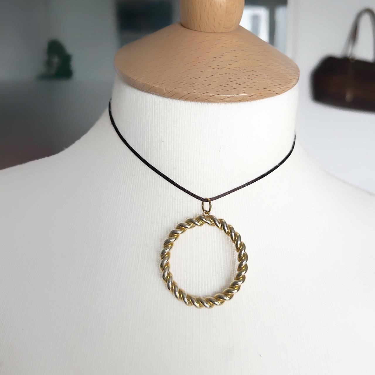 Brown cord adjustable necklace with boho pendant