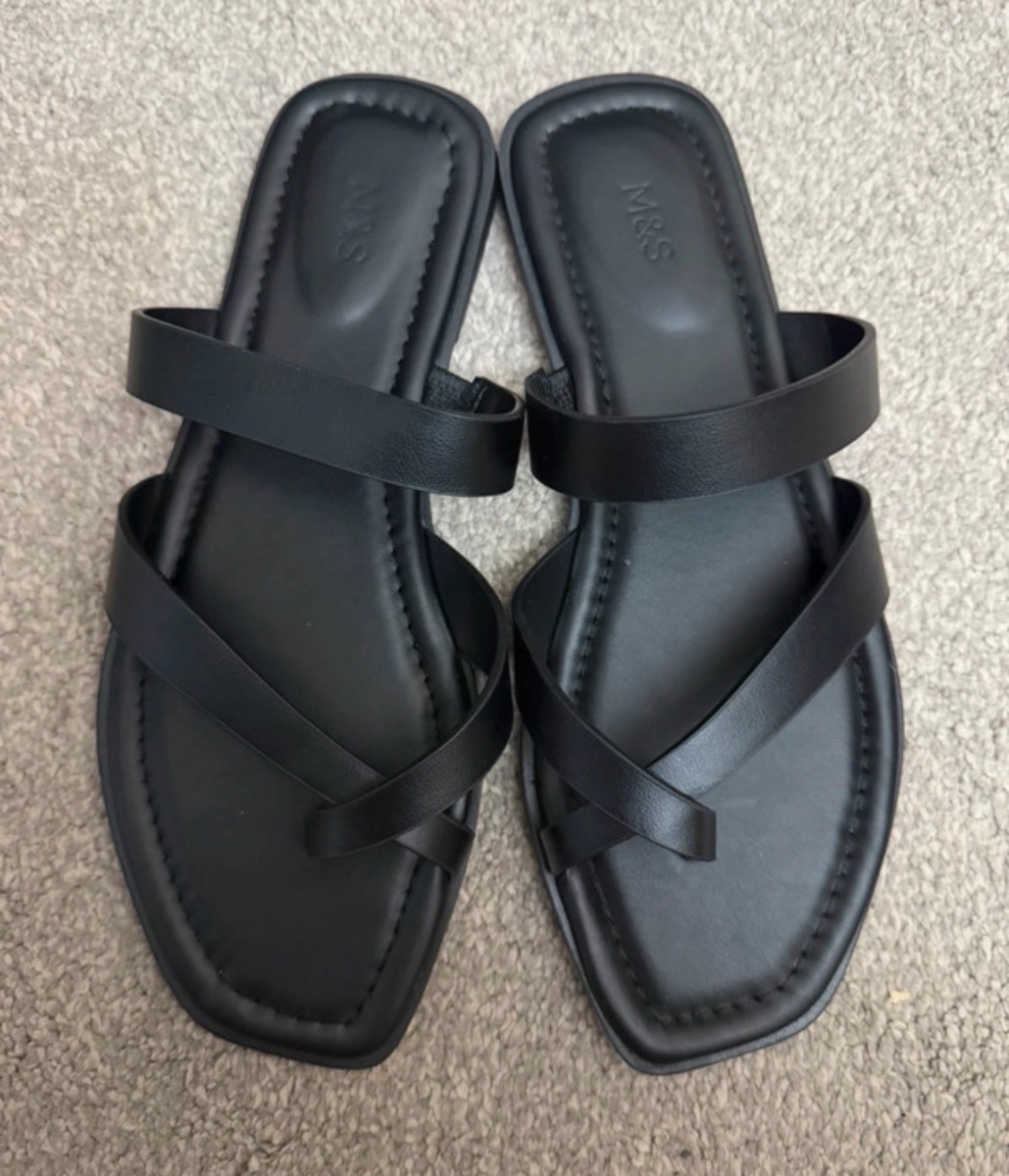 M&S Black Flat Sandals Size 5 New with Tags