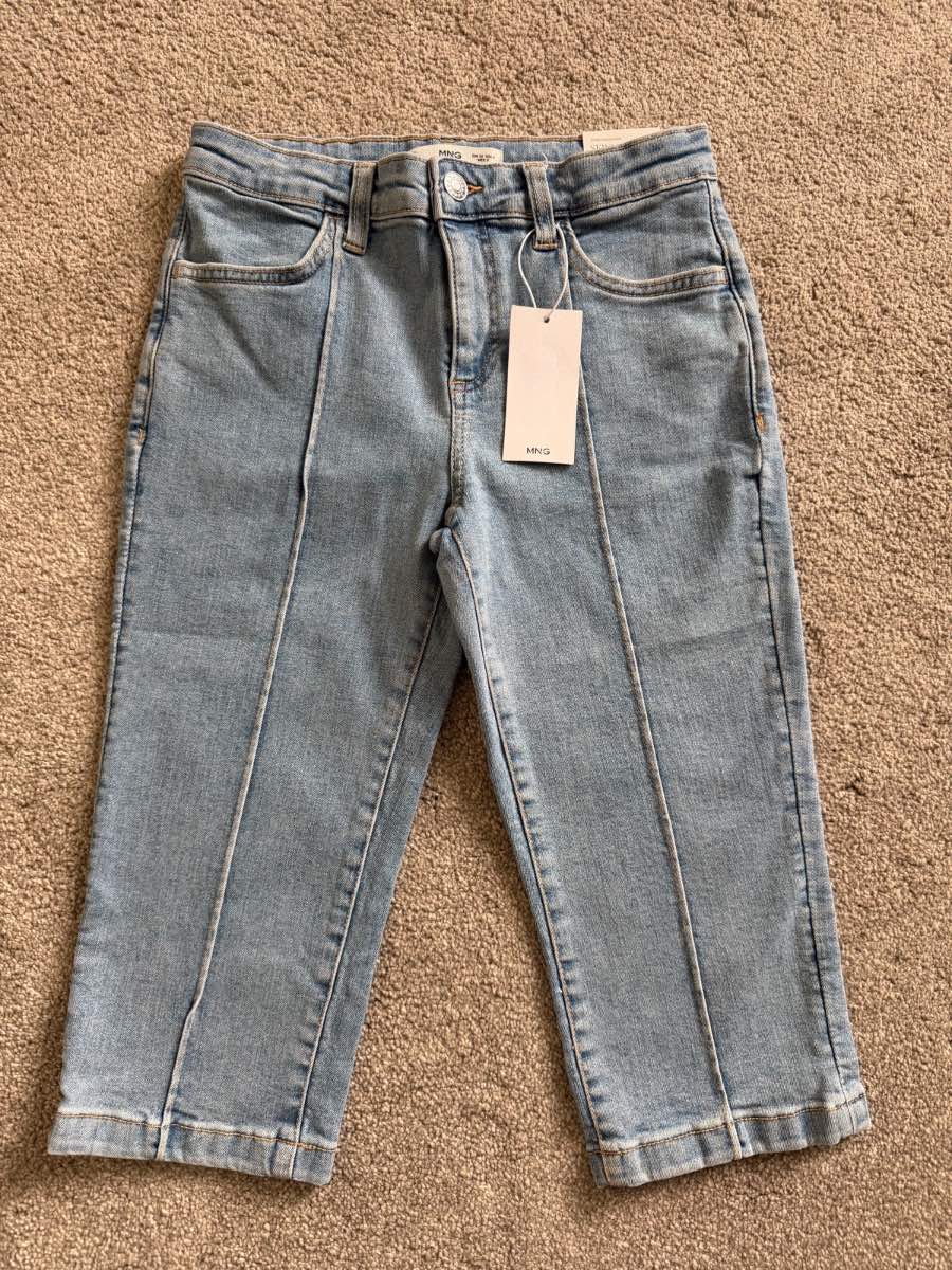 Mango Blue Seam Detail Capri Pants Size 8