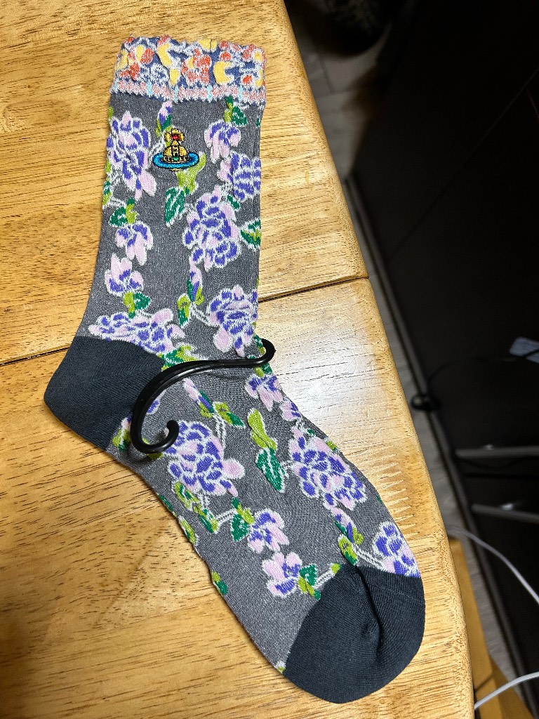 Floral Black Embroidery Socks