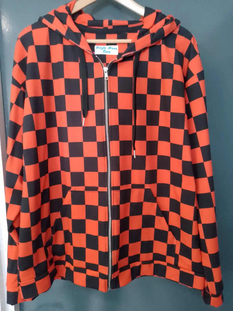 Red & Black chequer square Hoodie - size XL - new - goth - emo alternative