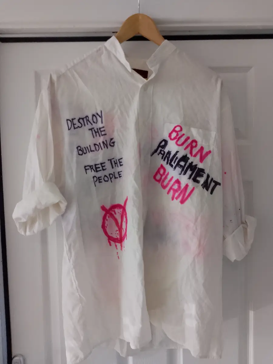 VINTAGE HAND MADE PUNK ROCK V FOR VENDETTA GUY FAWKES ANTI ESTABLISHMENT ANARCHY SHIRT