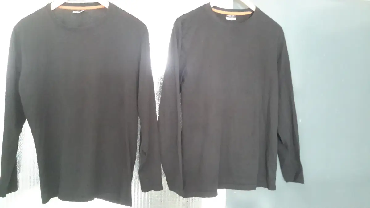 2 long sleeved shirts - round neck - t shirt material - size L