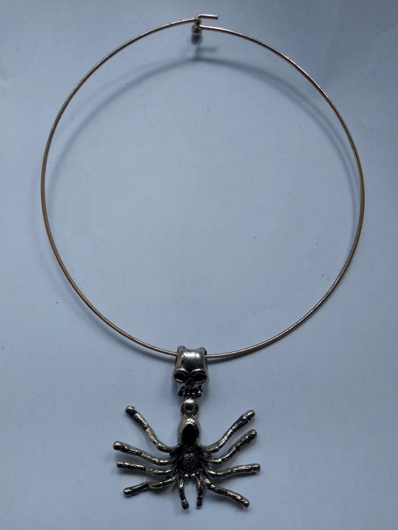 VINTAGE GOTH HORROR METAL CHOKER SKULL AND SPIDER