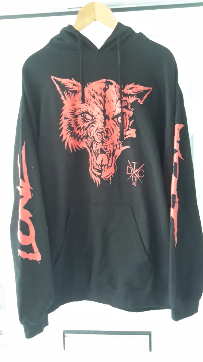 RARE OOP LONE WOLF TDC PULLOVER HOODIE - PUNK,HORROR,GOTH,STREETWEAR, URBAN,SKATER