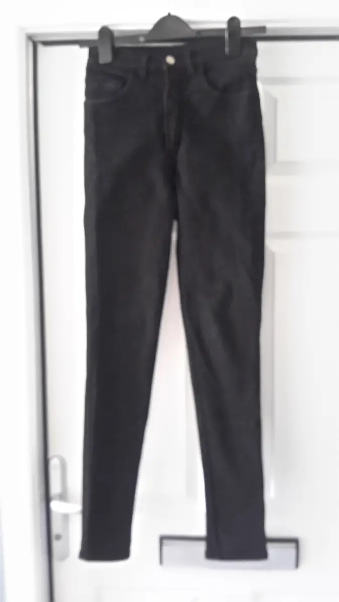 VINTAGE 1990'S DENIM WASHED BLACK DRAIN PIPE COTTON JEANS SIZE 12 26" WAIST.