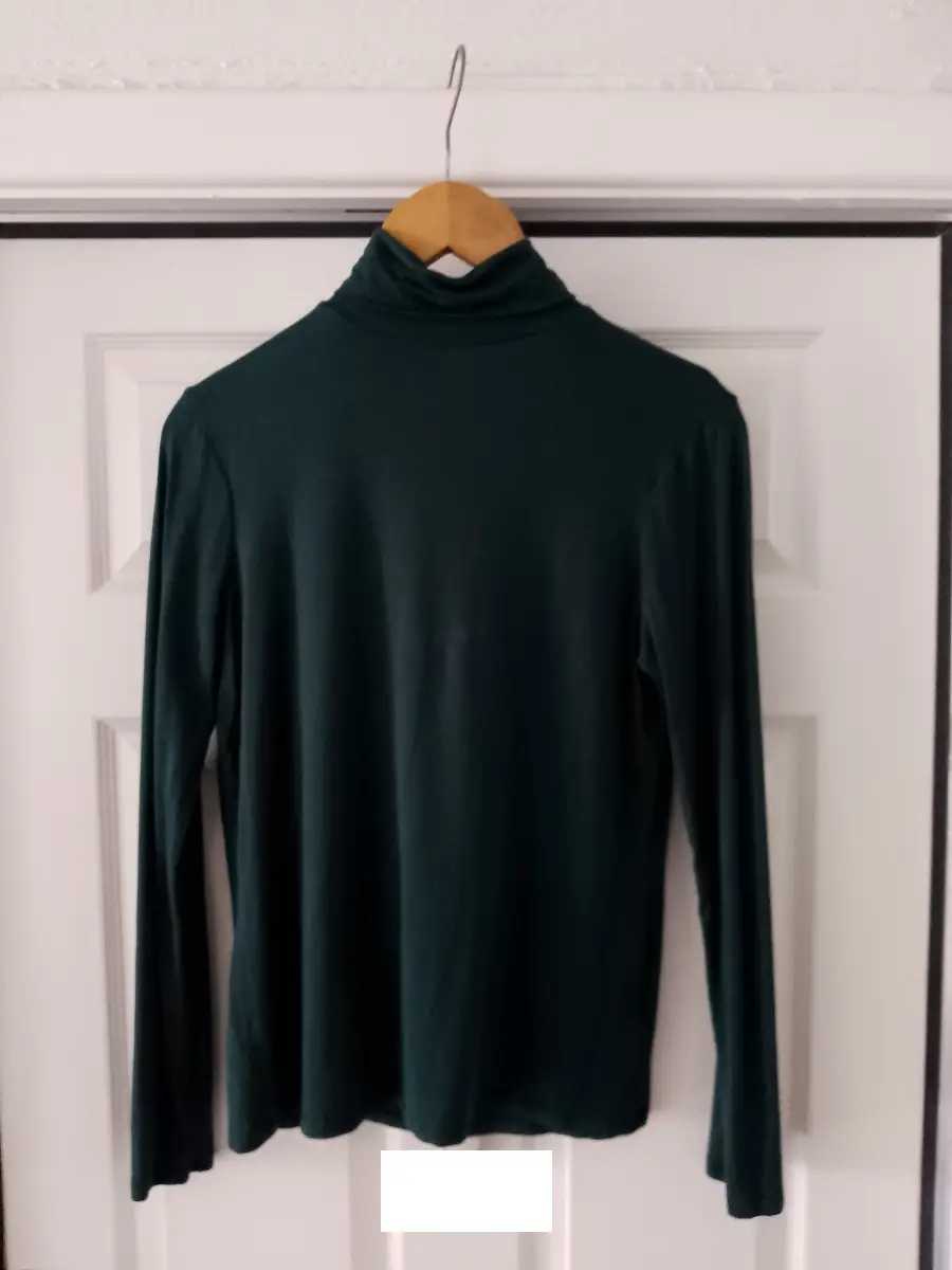 Polo neck long sleeve shirt - light weight - label size medium - dark green teal forest leaf