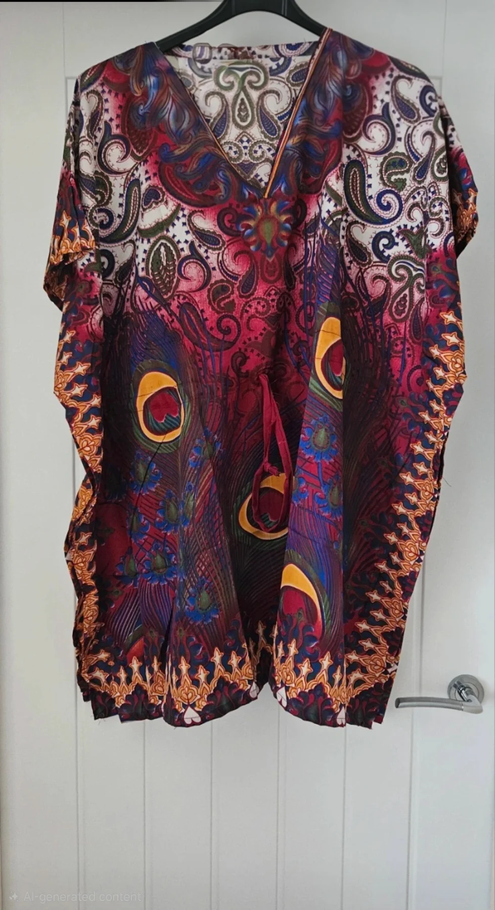 Multi coloured V neck kaftan/beach cover