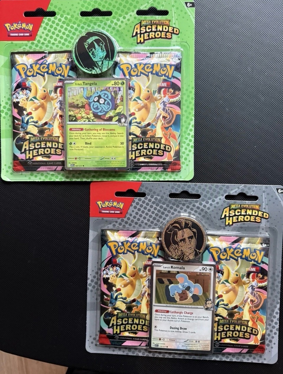 2 x Pokemon Ascended Heroes 2 Pack Blister set Larry's Komala & Erika's Tangela