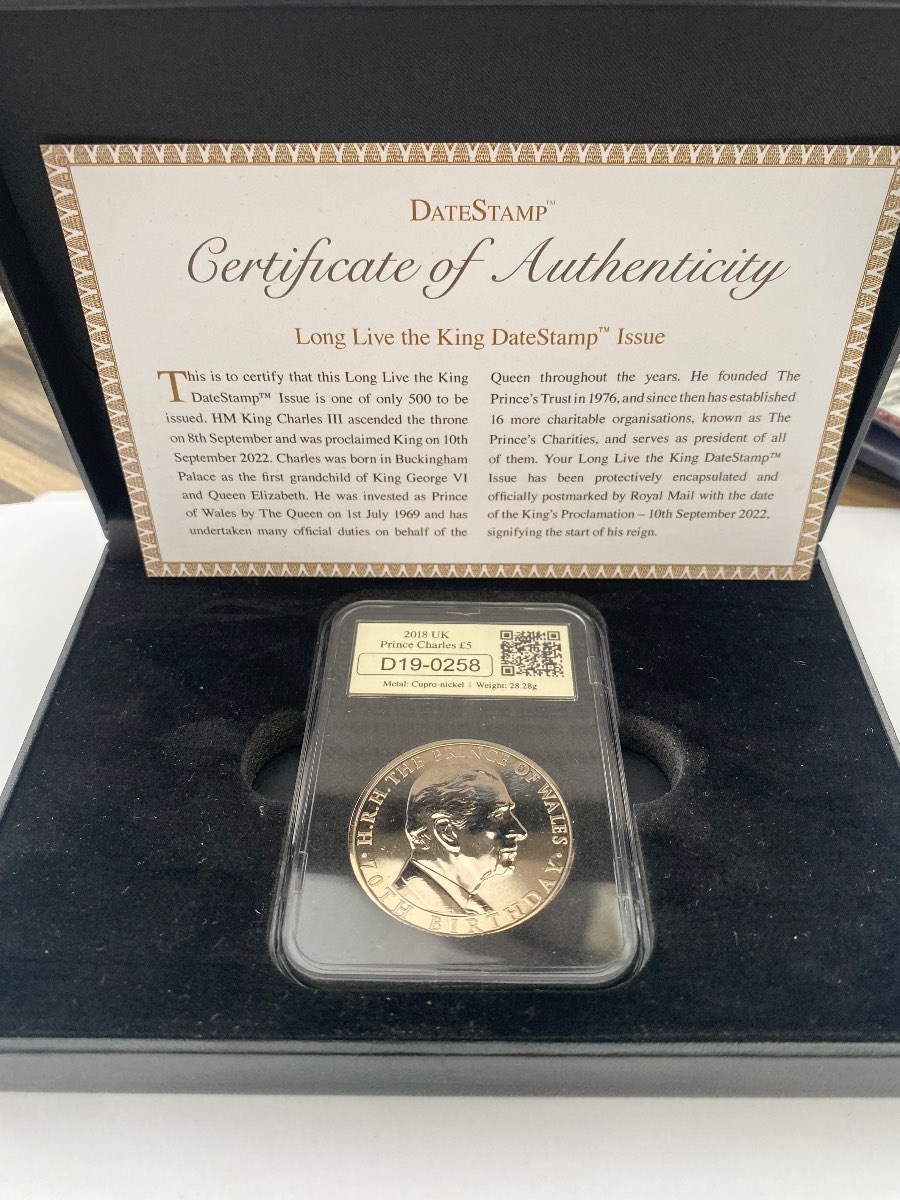 2022 UK King  Charles £5 coin Long Live the King DateStamp" Westminster Coin