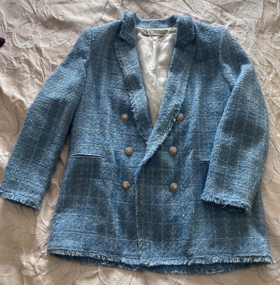 Zara blue Boucle Blazer
