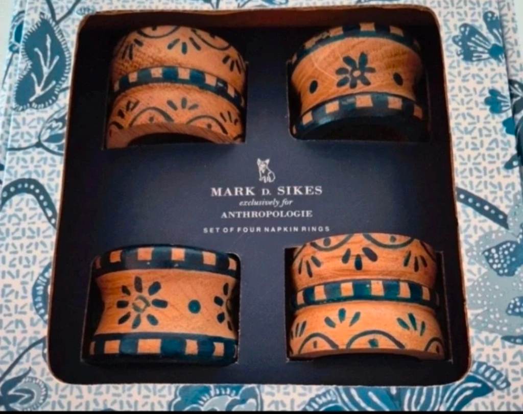 Mark D. Sikes for Anthropologie Napkin Rings ,Set of 4 – Brand New