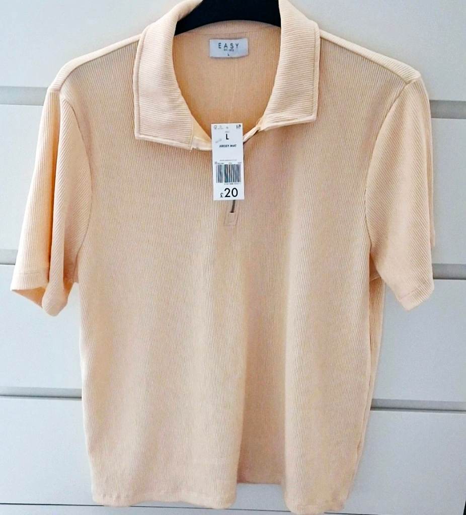 Brand New Mens Beige Polo Shirt - Large