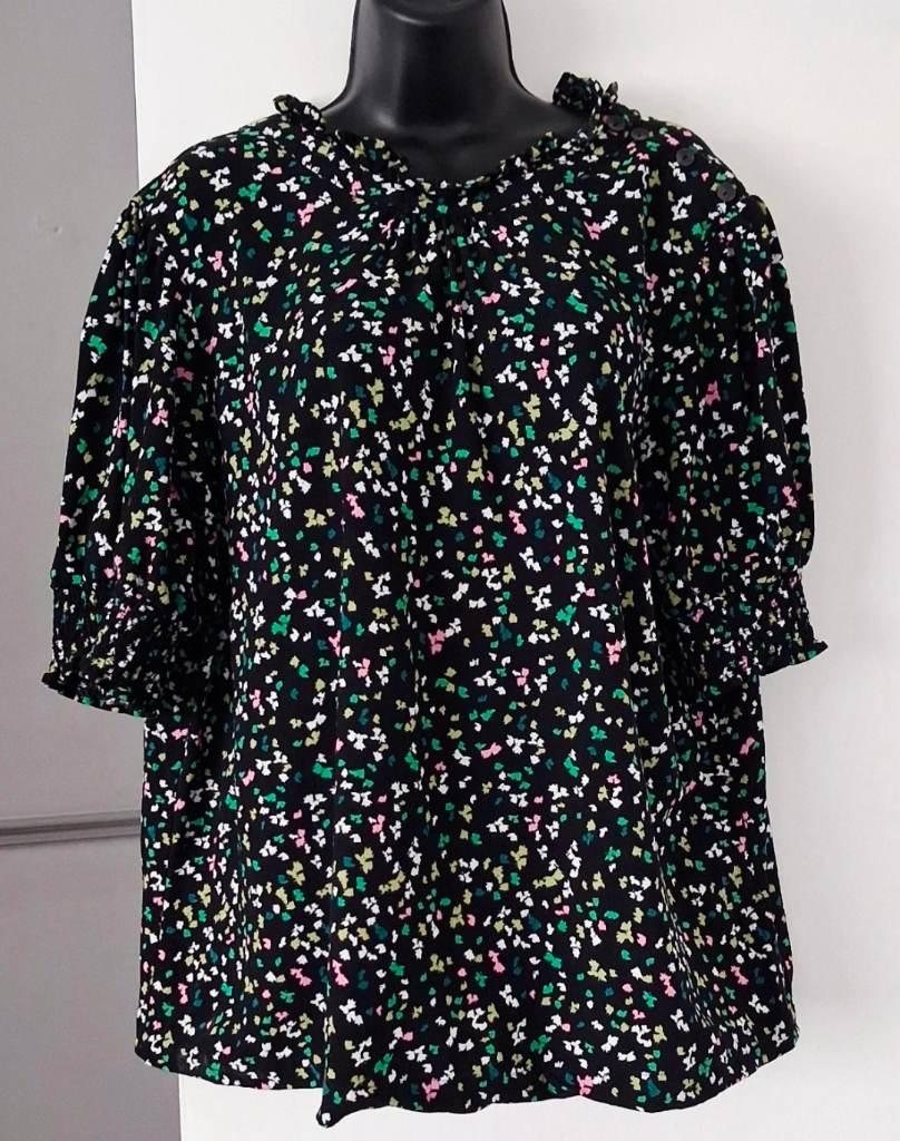 M&S Collection Black Floral Plus Size Blouse 20