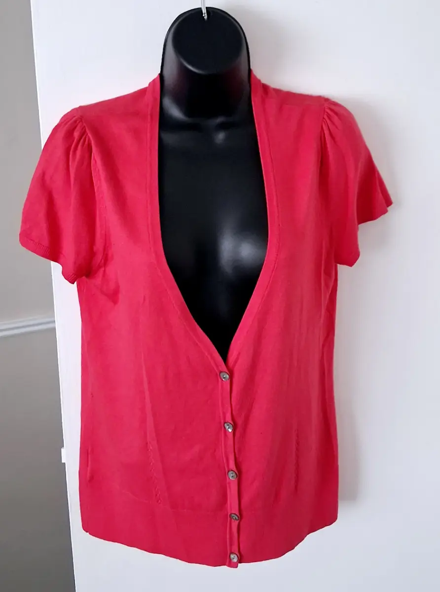 Laura Ashley Occasion Coral Pink Short Sleeve Cardigan size 16 *