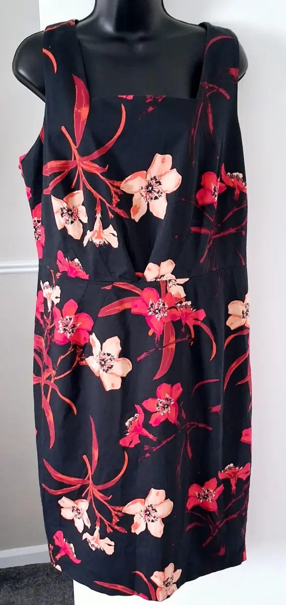 George Black Floral Cotton Blend Plus Size- Size 18