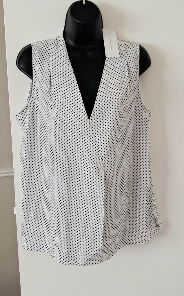 French Connection Polka Dot Crossover V-Neck Sleeveless Top size L Brand new Rrp £39