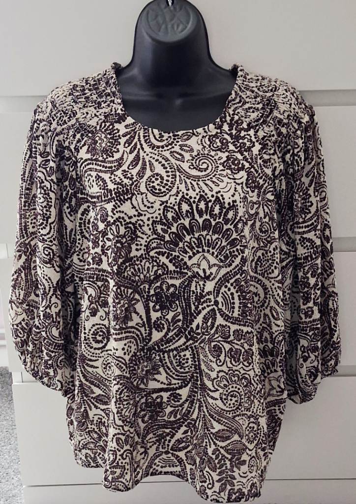 Bonmarche Brown & Cream Top Size 12