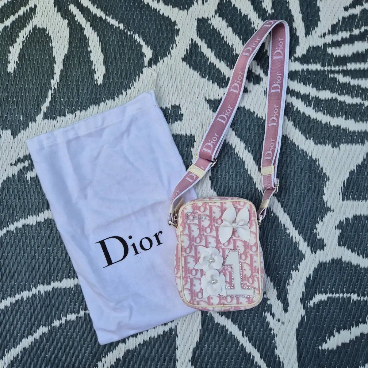 Dior Pink Crystal Girly Crossbody Shoulder Bag