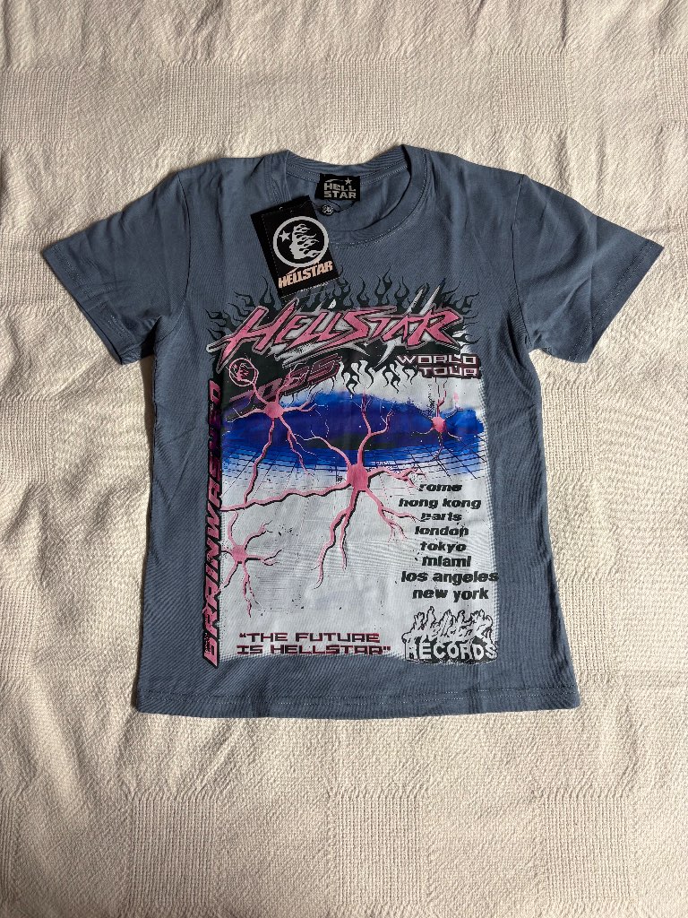Hellstar blue print t shirt SMALL