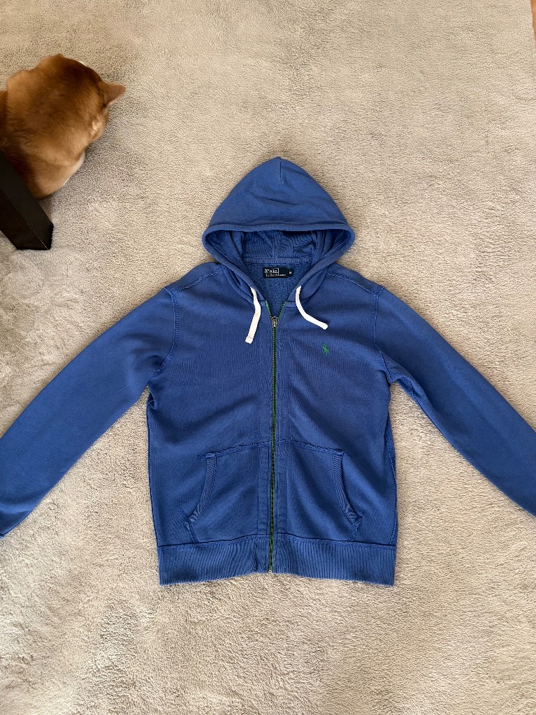 Vintage ralph lauren blue hoodie embroidered horse logo
