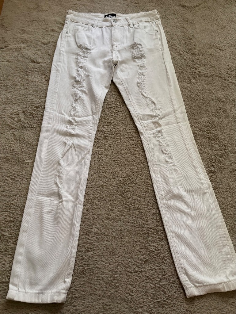 Jaded london white distressed ripped jeans W28