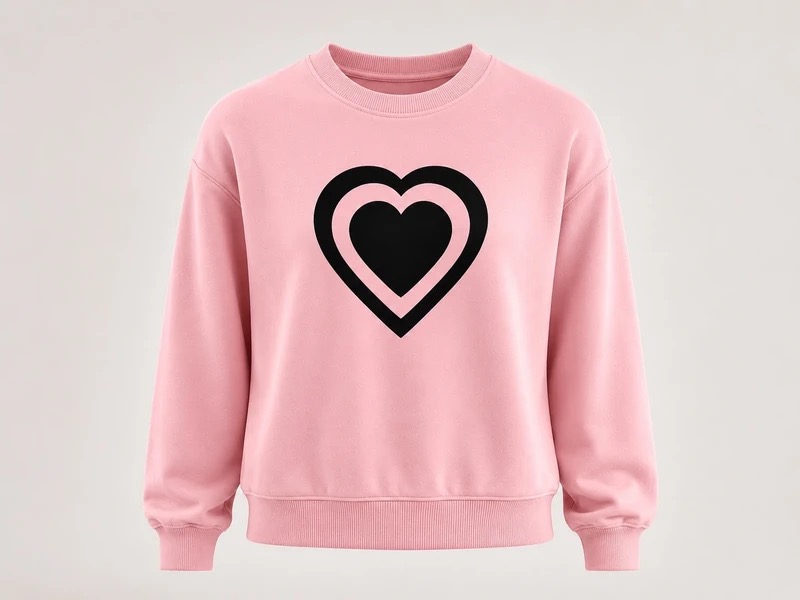 Pink Heart Graphic Sweatshirt – Soft Polyester, Youth Size 9‑10 Years