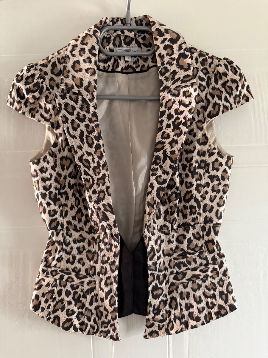 New Look Leopard Print Waistcoat – UK 8 / EU 36 – Beige & Brown Animal Print