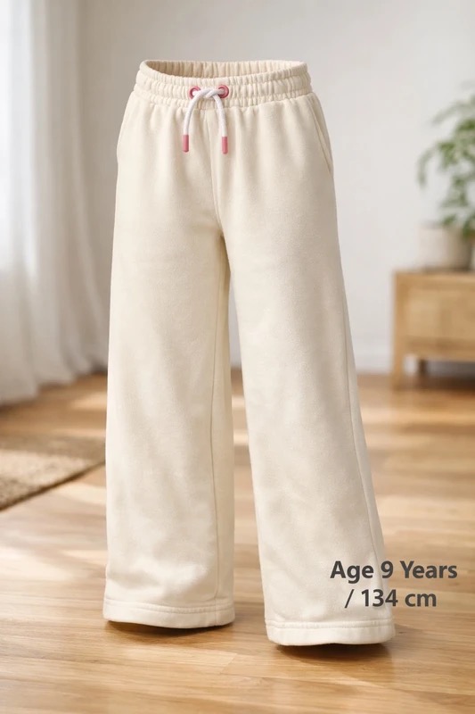 Tu Girls Cream Wide‑Leg Joggers – Age 9 Years (134 cm)