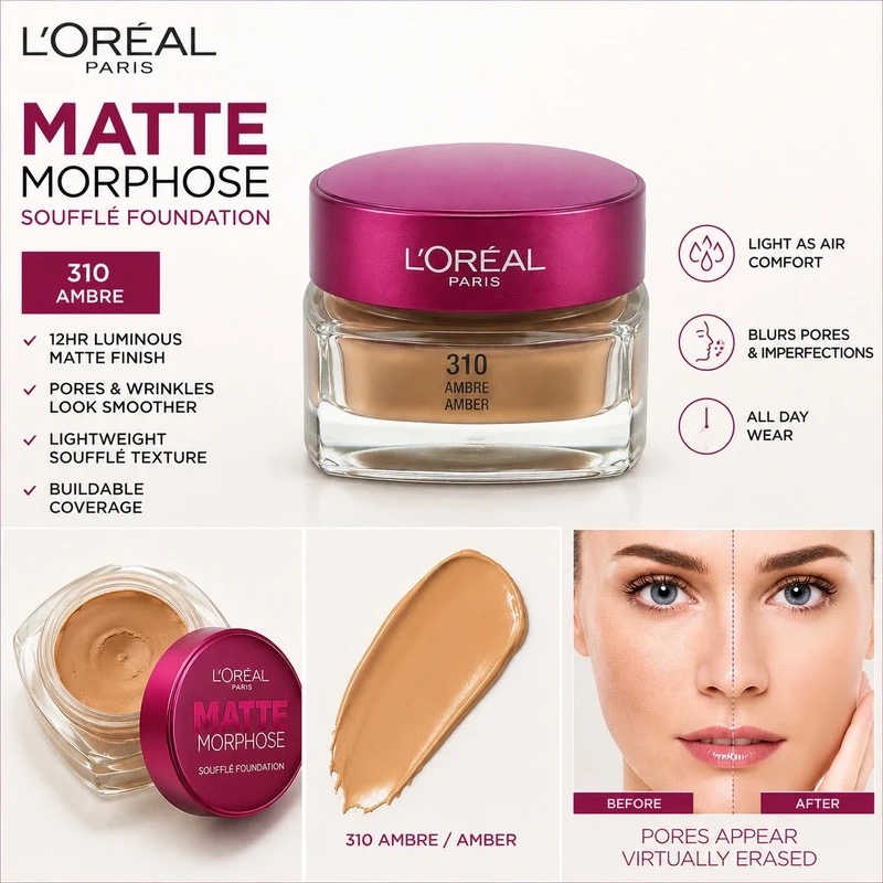L'Oreal Matte Morphose 12 Hour Foundation – 20ml.