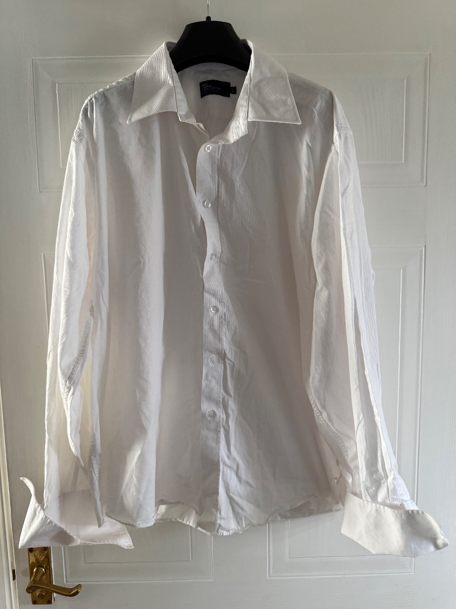 Marks & Spencer - White Pure Cotton Shirt 18.5" Collar - Double/French Cuffs