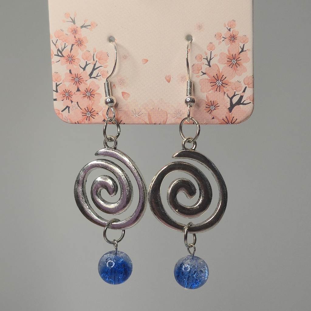 Spiral Dangle Drop Earrings Beaded Dangle