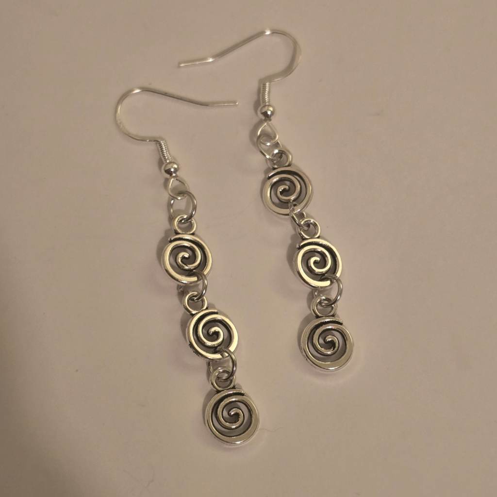 Spiral Silvery Dangle Earrings